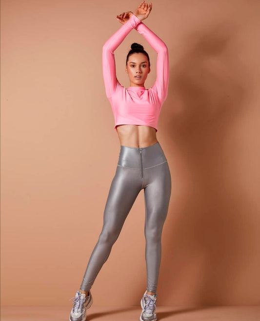 LEGGING DEPORTIVO/ CASUAL EFECTO CUERO GLOSSY CON CIERRE