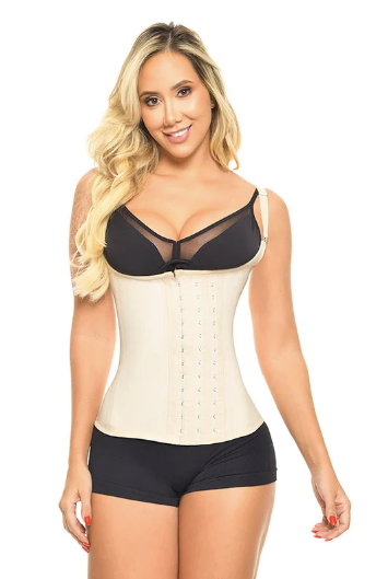 USO DIARIO / ACTIVIDAD FÍSICA - Faja tipo Chaleco con Tirantes Ajustables Látex Expuesto Beige Bella Michell