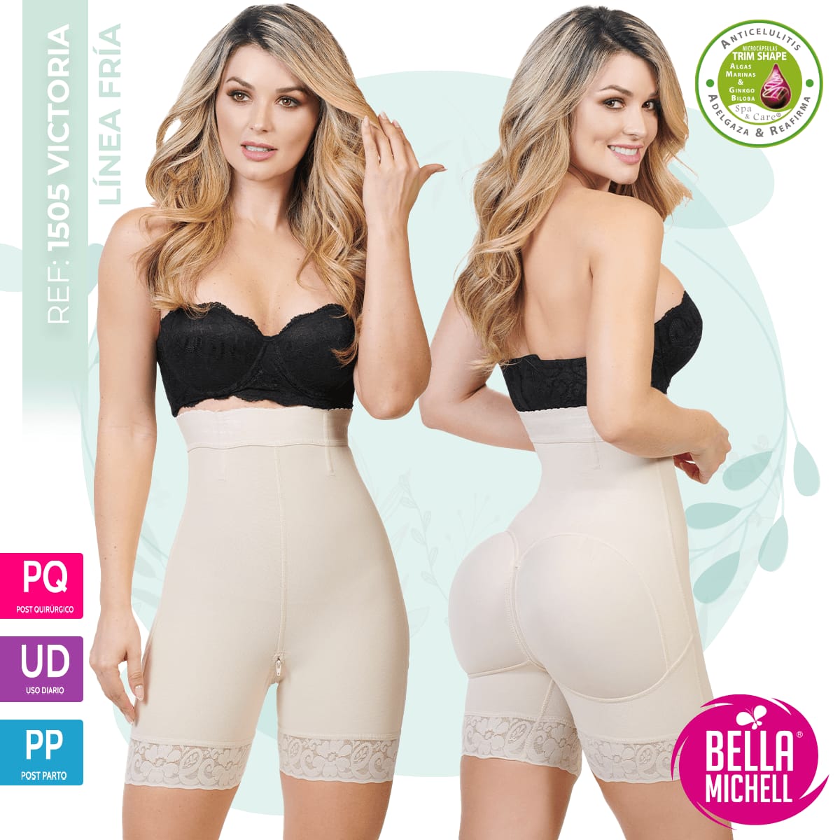 USO DIARIO O POST OPERATORIO - Faja Colombiana tipo Short talle alto POWERNET BEIGE
