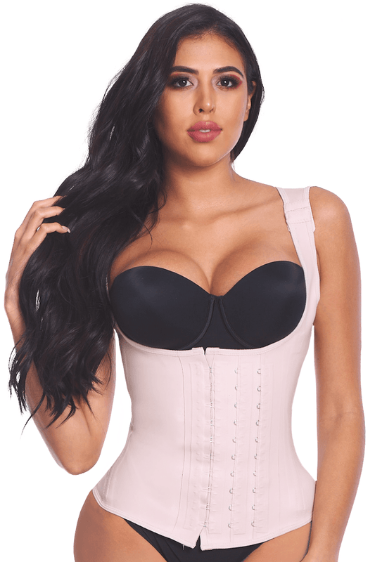 Faja Colombiana tipo Chaleco talle corto con látex expuesto Beige Bella Michell