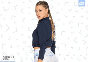 CHAMARRA TOP CROP COLOMBIANA DEPORTIVO MARCA BRANDFIT AZUL