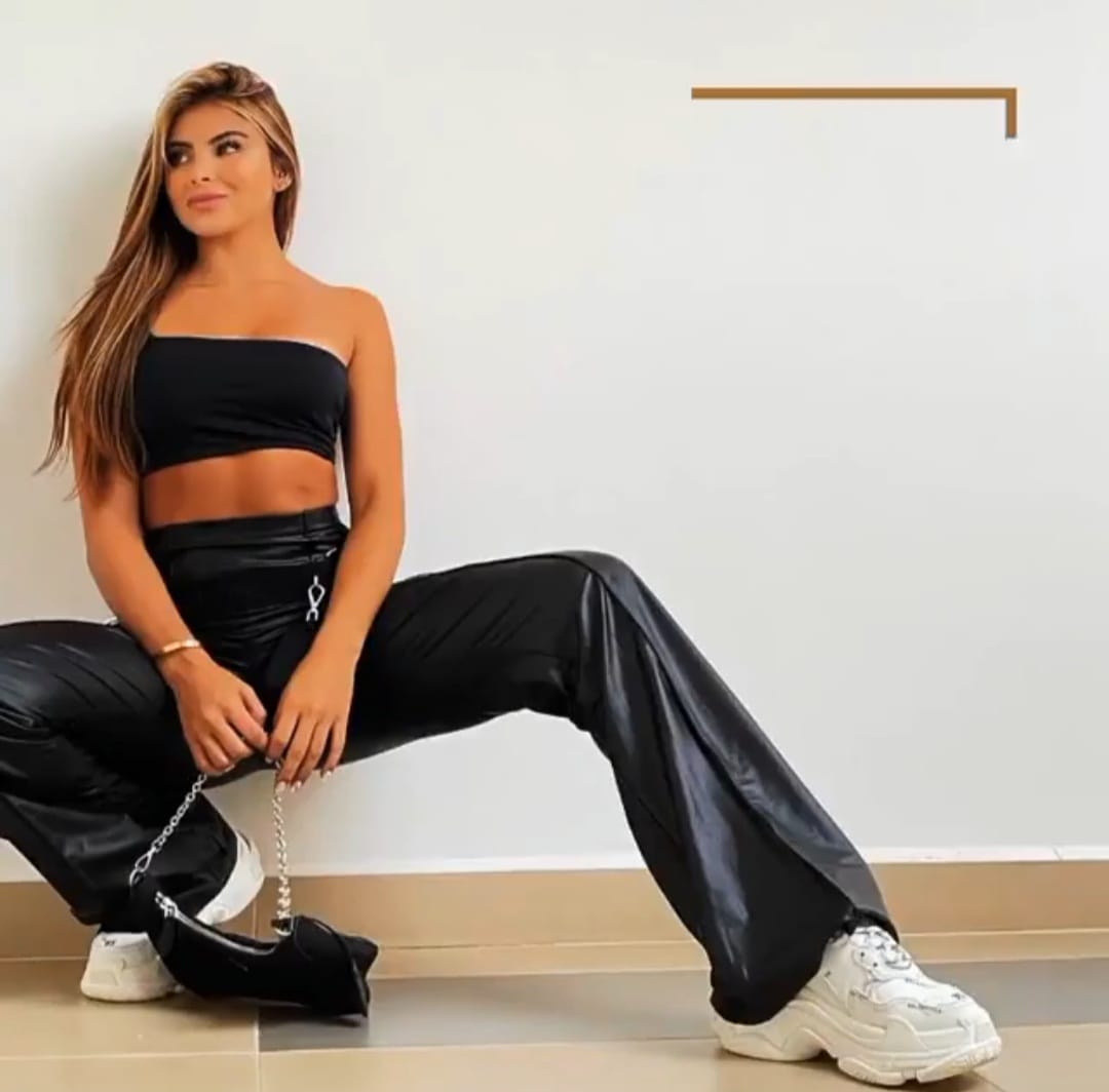 LEGGING CASUAL EFECTO CUERO GLOSSY CAMPANA